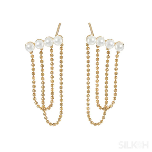 18k Gold Plated Sterling Silver Pearl Tassel Earrings Kay